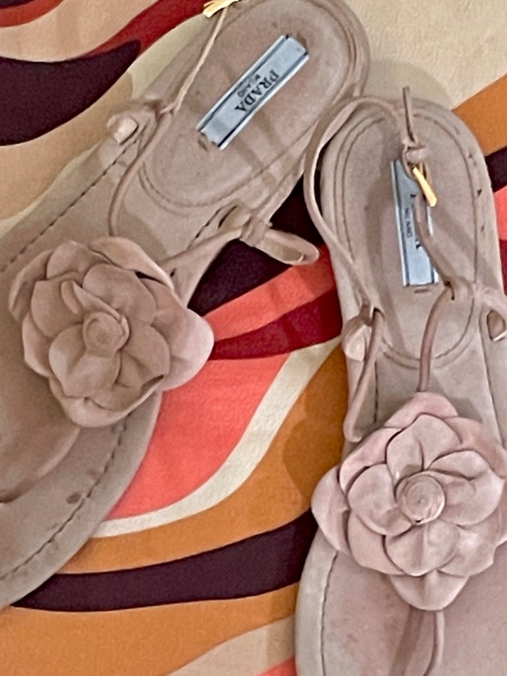 Prada | Delicate Suede Thong Slingback Sandals w/ Flower, Sz 39 / 8.5 ♥ VG! - Picture 7 of 7
